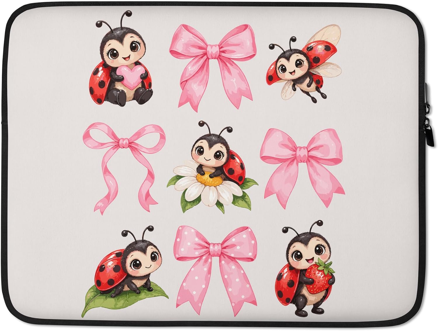 Coquette Ladybug Pink Bow Aesthetic Women Girl Birthday Graphic Laptop Sleeve image 5