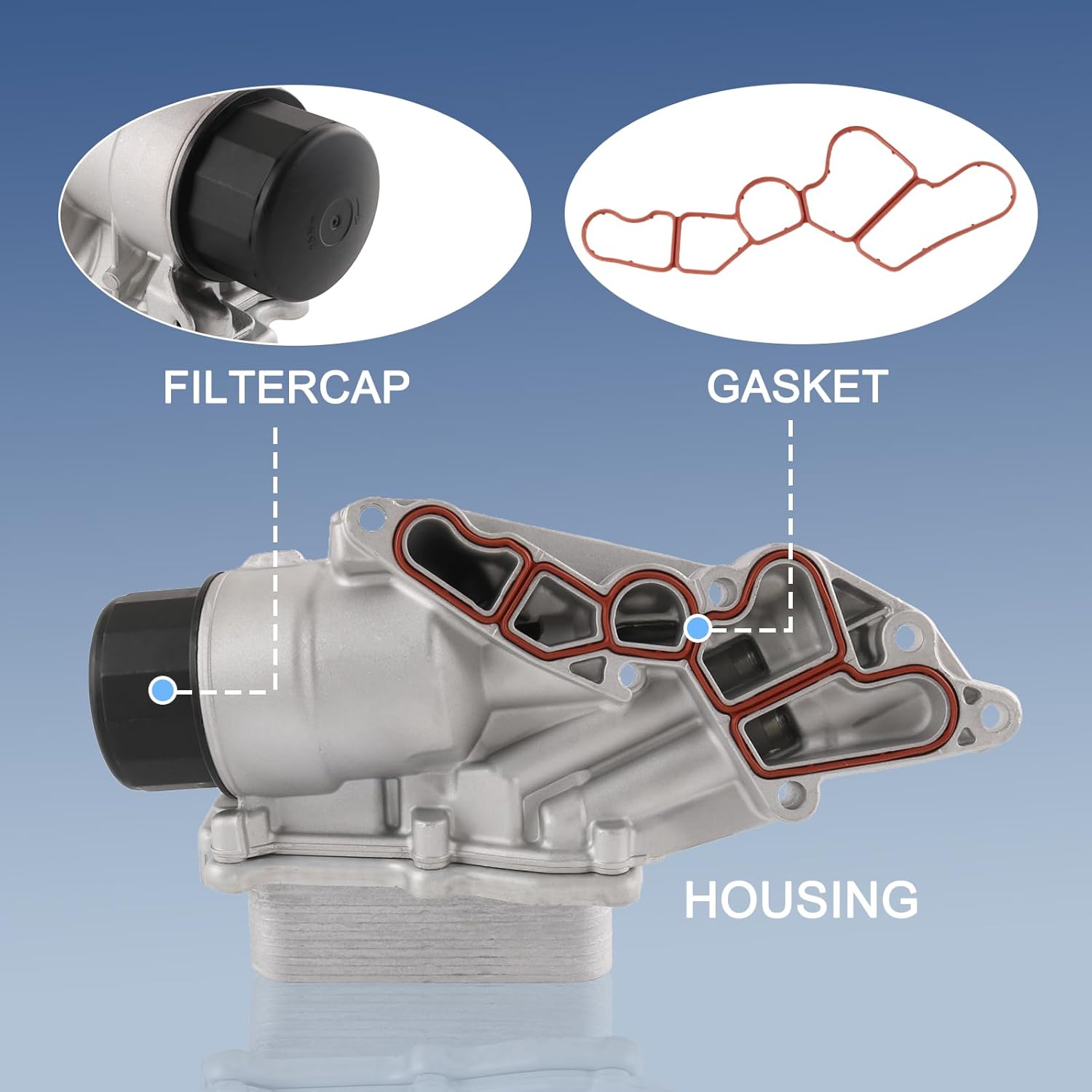 Engine Oil Filter Housing w/Cooler Assembly Compatible with Mercedes Benz W203 C230 C E G ML S SLK-Class Replaces# 2721800510