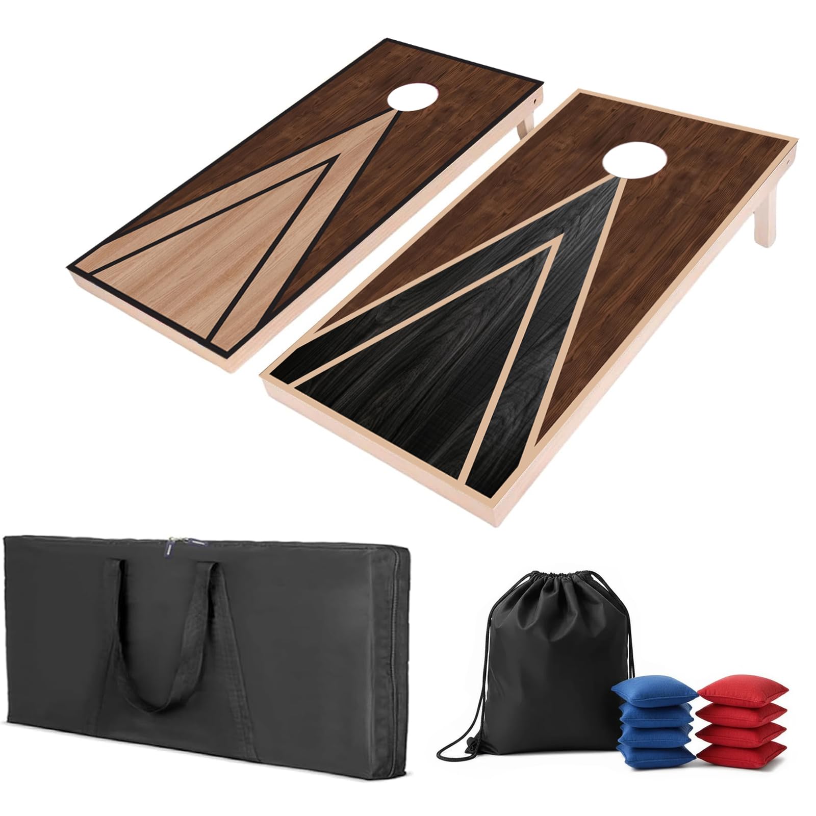 Ensemble de plateau de cornhole de 1,4 x 0,6 m, jeux de maïs en bois pour adultes, avec 8 sacs de maïs, 2 planches de cornhole et un étui de transport pour mariage/fête/extérieur/randonnée/cour (style