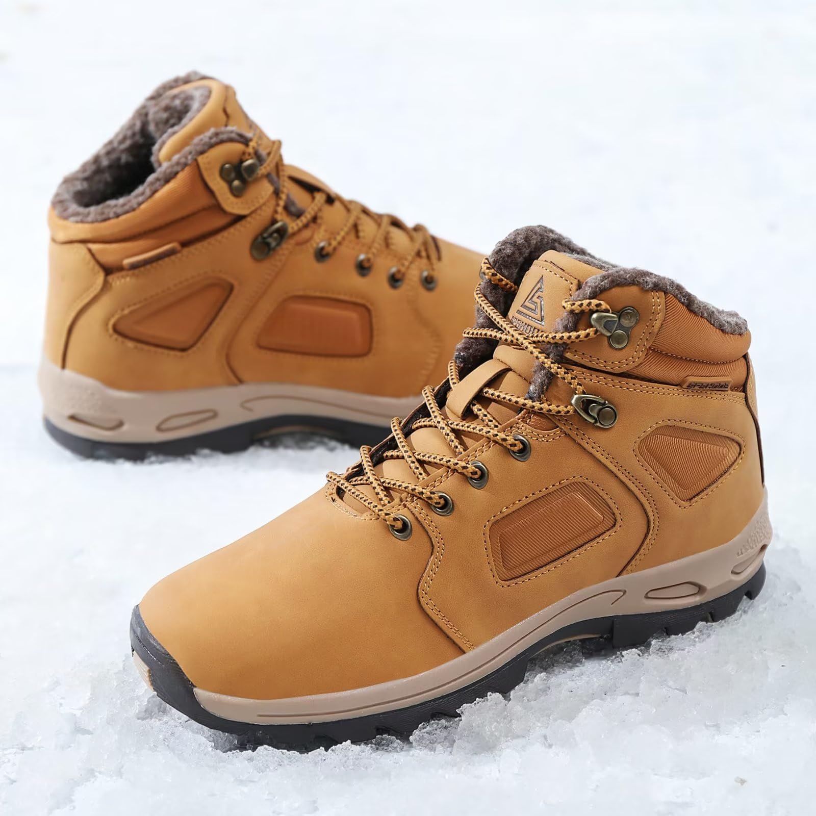 Hombre Botas de Nieve Impermeable Botas de Invierno Forro Piel Zapatillas Trekking Senderismo Sneakers
