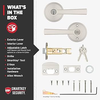 Kwikset Trafford Entry Door Handle with Lock and Key, Secure Keyed