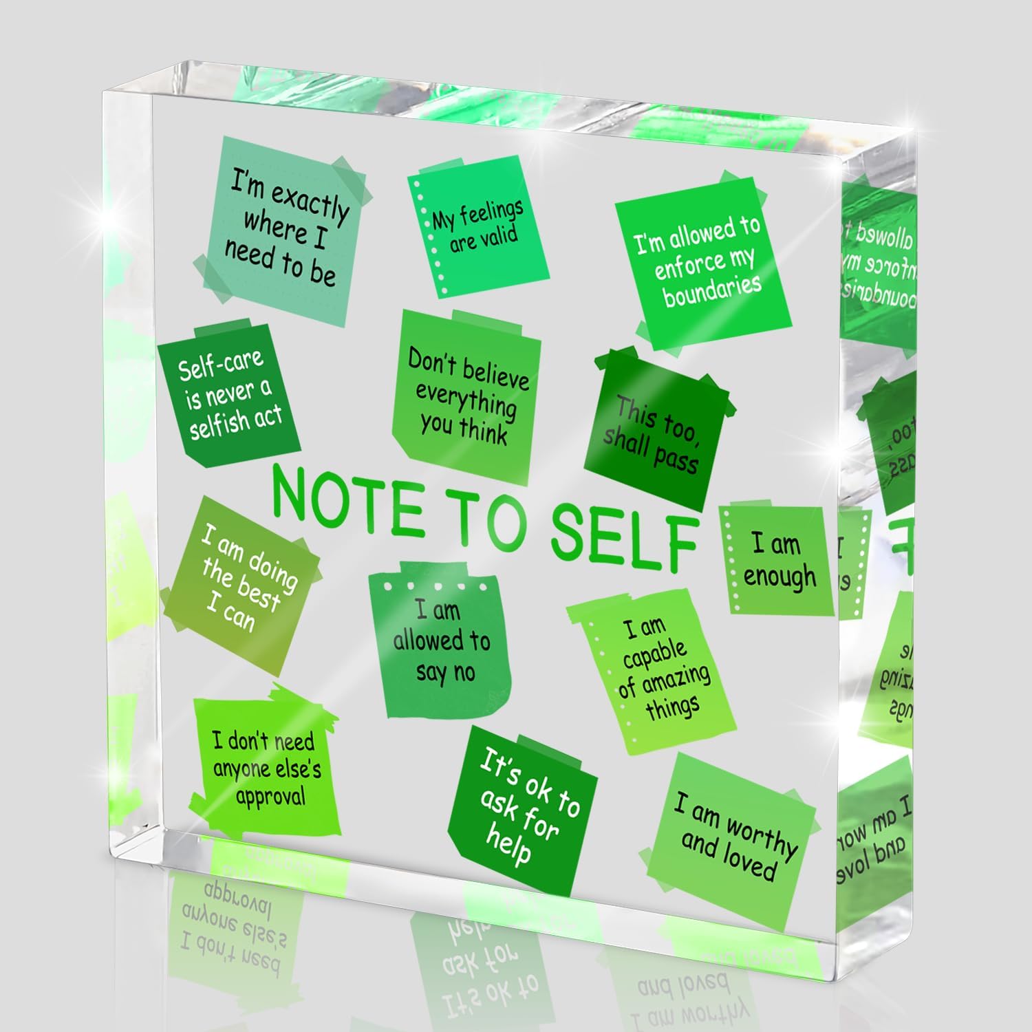 Motivational Office Decor - 4x4 inch Acrylic Sign, Green Desktop Decoration, Printed with Motivational Quotes, Perfect Wellness Gift for Positive Workspace, Gift for Women