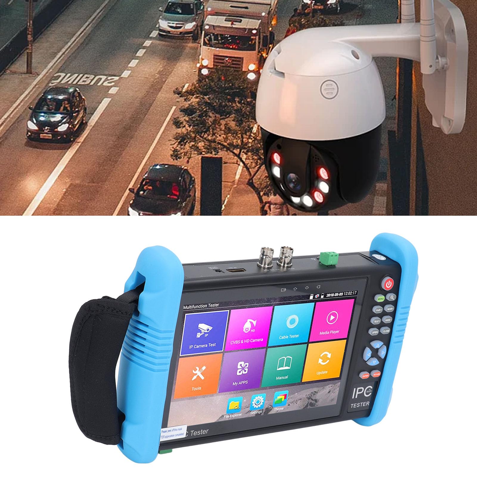 7-Zoll-IPS-Touchscreen-CCTV-Kameratester 4K-CCTV-Kameratester Netzwerk-Videoüberwachungstester 100-240 V mit TVI CVI AHD SDI IP-Kameratest (EU-Stecker)