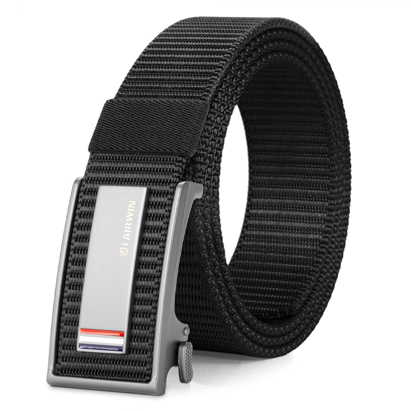 FAIRWINRatchet Nylon Golf Belts Causal for Jeans Adjustable Web Mens Belt Soft Canvas Hiking Work Carry Belt Cloth Fabric