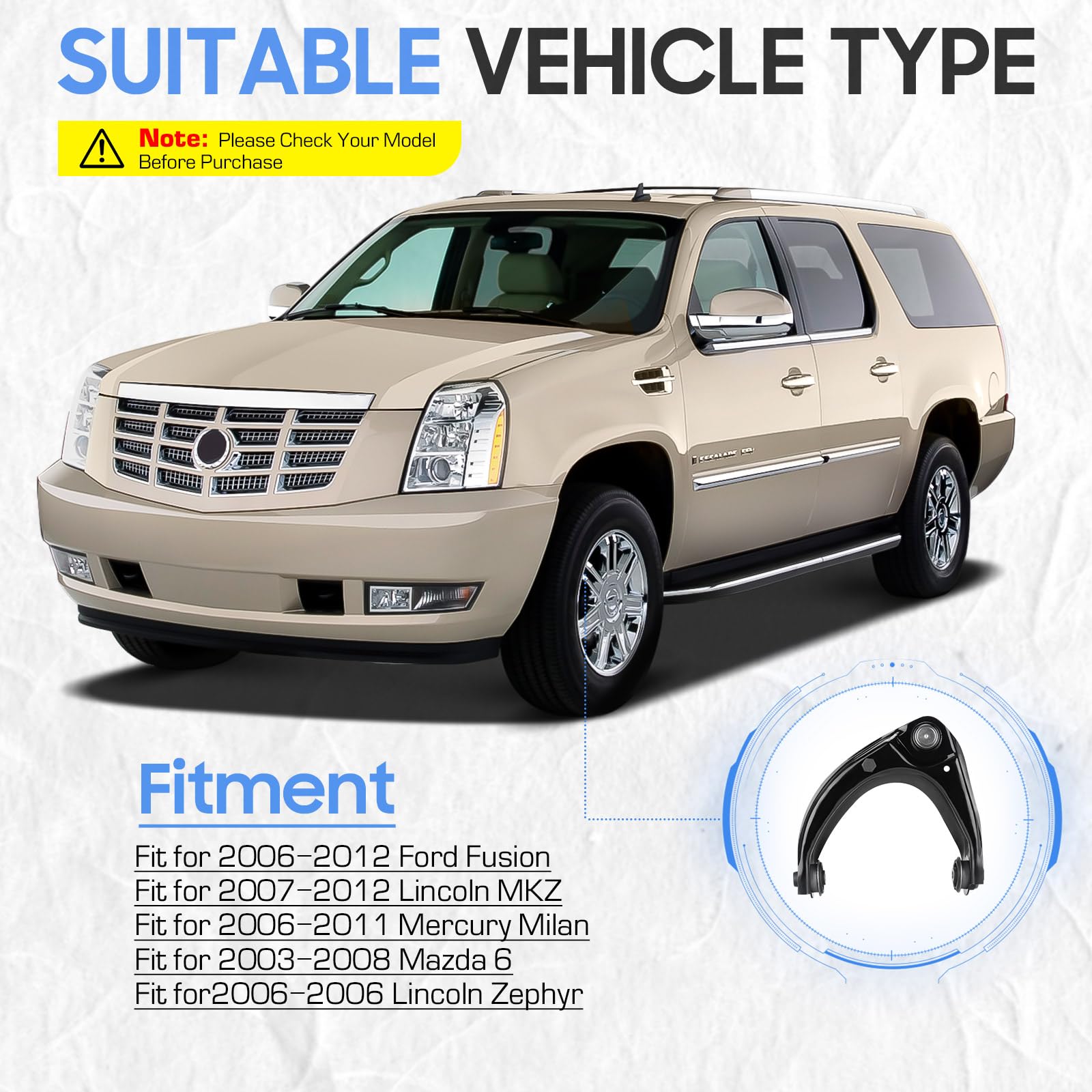 Detroit Axle - Brazo De Control Delantero Para Ford Fusion Lincoln MKZ Zephyr Mercury Milan Mazda 6, Brazo De Control Delantero Inferior Con Reemplazo De Ensamblaje De Rótula