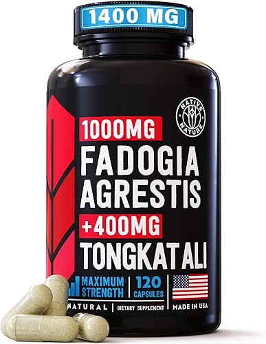 Fadogia Agrestis y Tongkat Ali Suplemento de 1400 mg con extracto de Tongkat Ali 2001 para hombres (longjack) Apoya el crecimiento muscular, el