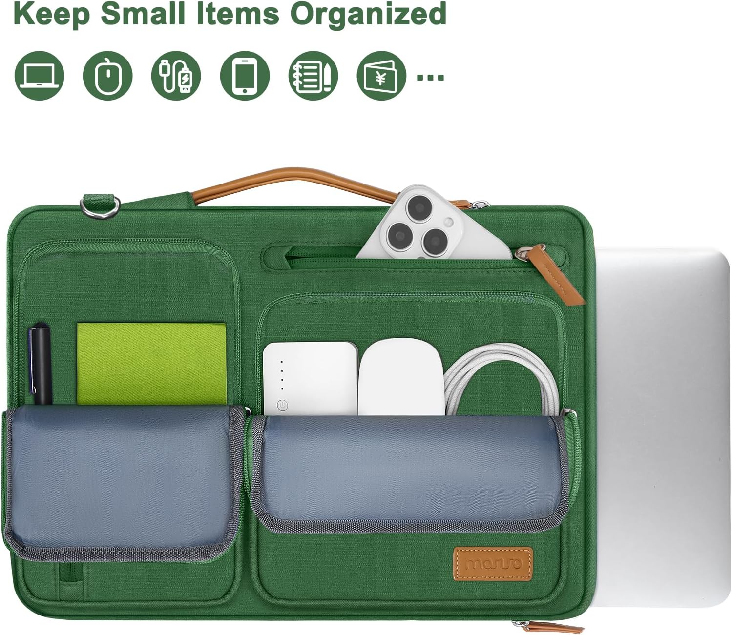 MOSISO 360 Protective Laptop Shoulder Bag,15-15.6 inch Computer Bags Compatible with MacBook Pro 16 inch, HP, Dell, Lenovo, Asus Notebook,Side Open Messenger Bag with 4 Zipper Pockets, Jungle Green