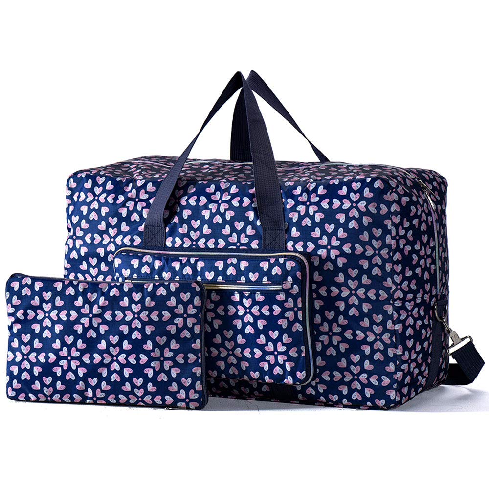 Arxus Grande Borsone Pieghevole da Borsone da Trasporto con Borsa da Viaggio e Tracolla (Fiore Cuore)