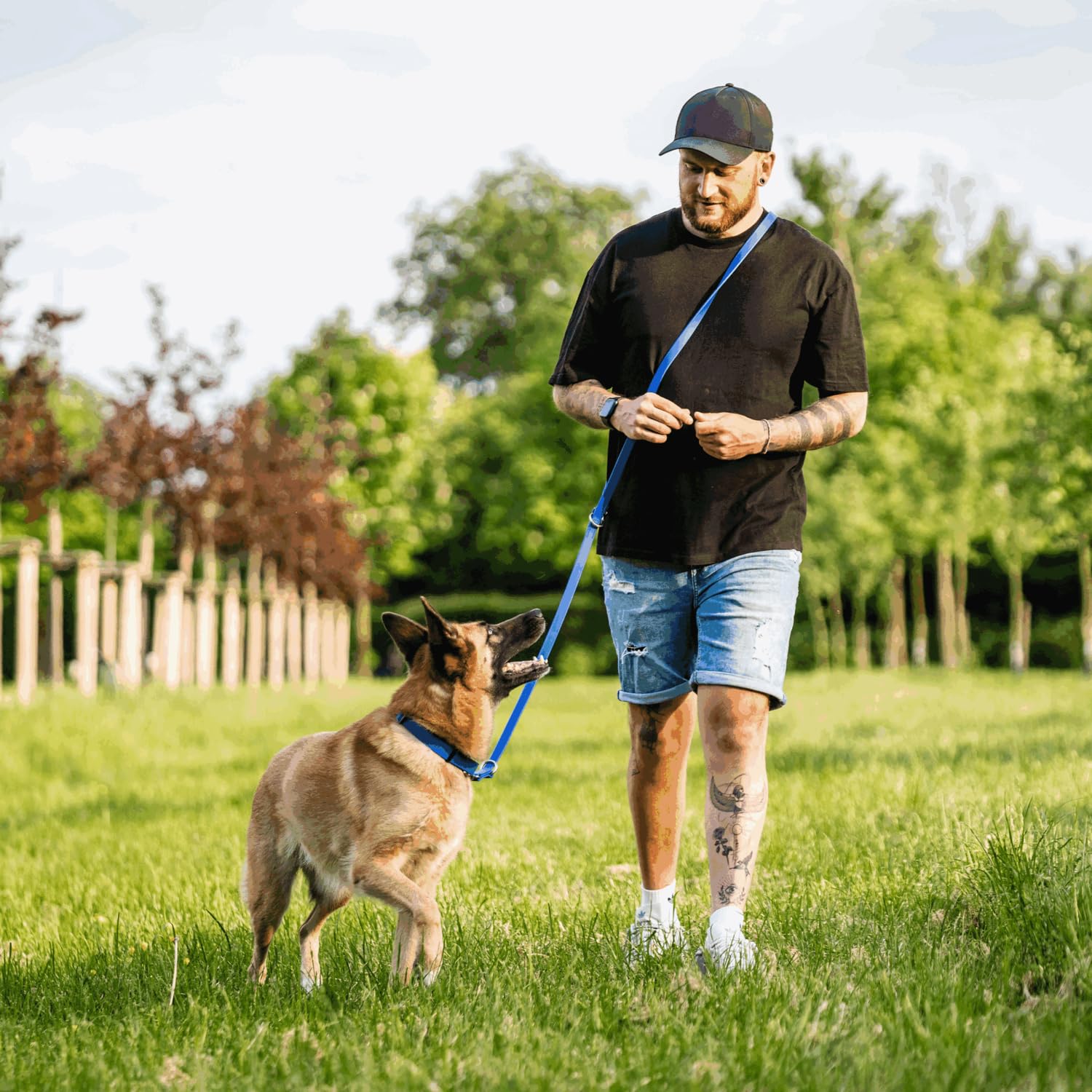 Sprenger BioThane® Hundeleine 3-Fach verstellbar, 2,3 m – extrem reißfest, pflegeleicht, wasserabweisend, für große Hunde, Blau
