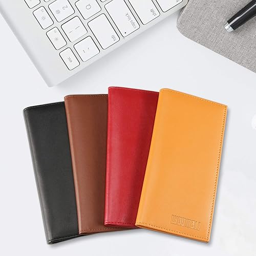 Miniatura 6 de LYOOmaLL Funda de cuero para chequera personal, funda para chequera para mujeres y hombres, con bloqueo RFID, cartera para cheques duplicados