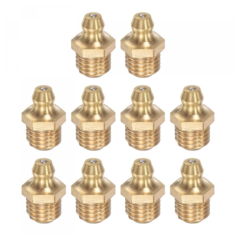 Kit de bicos graxeiros retos de latão uxcell M10 x 1,25 mm com rosca métrica, 10 peças