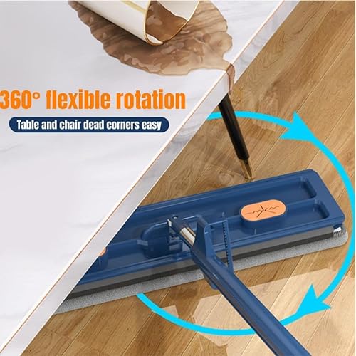 Miniatura 6 de Roseionly - Trapeador plano grande, estilo de trapeador plano grande, giratorio de 360 con mango largo ajustable de acero inoxidable de 54 pulgadas