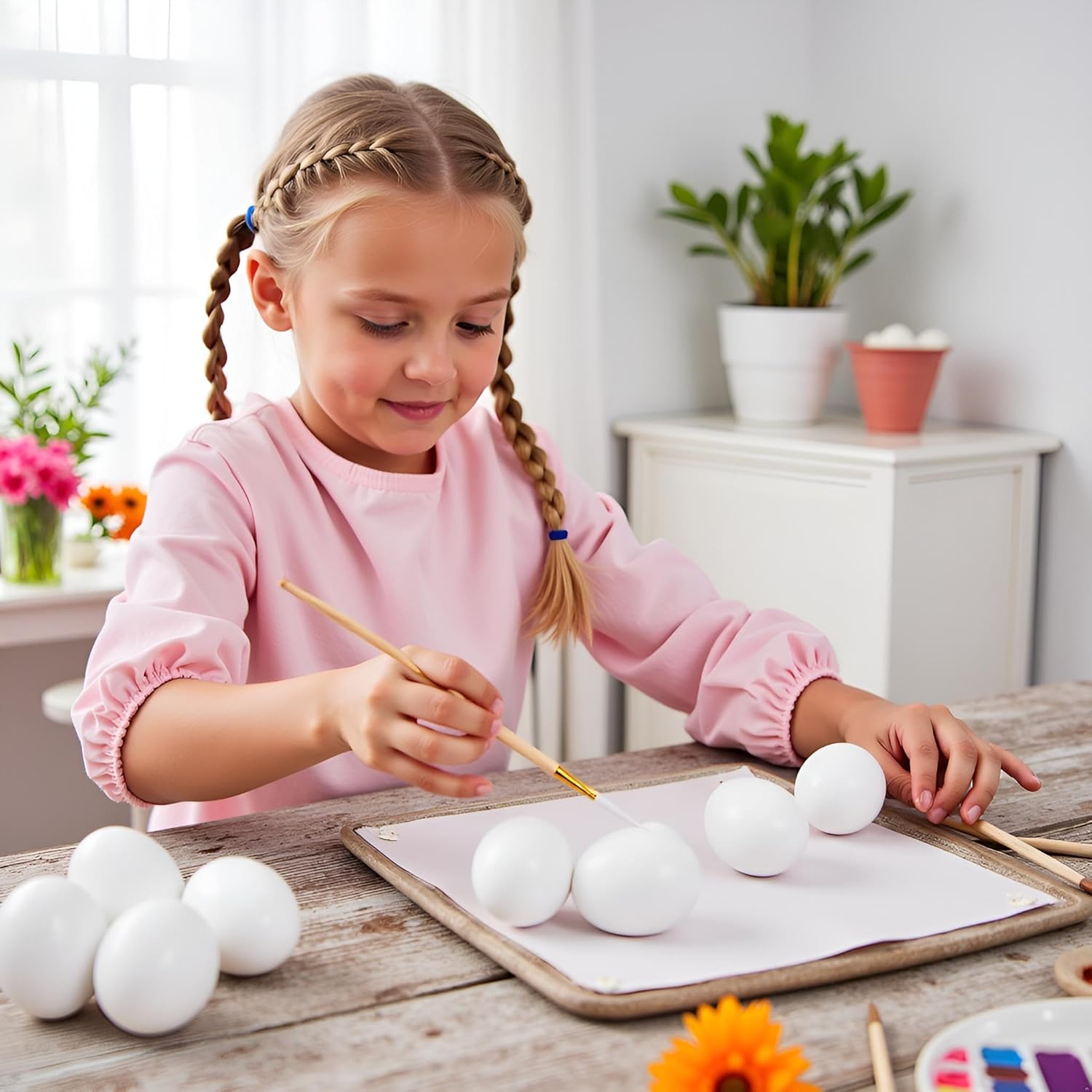 10PCS Simulation Egg White Plastic Fake Eggs DIY Easter Ornaments Painting and Realistic Egg Crafts for Party Home Decor