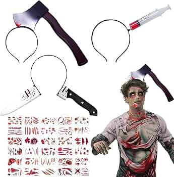 6 Pcs Serre Tete Halloween, 30 Tatouages Cicatrices, Serre Tete Couteau
