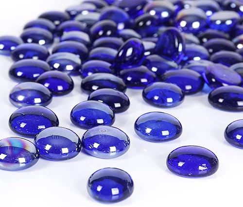 Miniatura 7 de Cuentas de vidrio de fuego de 5 libras, canicas de vidrio planas para hoguera y chimenea al aire libre, piedras preciosas de vidrio para relleno de