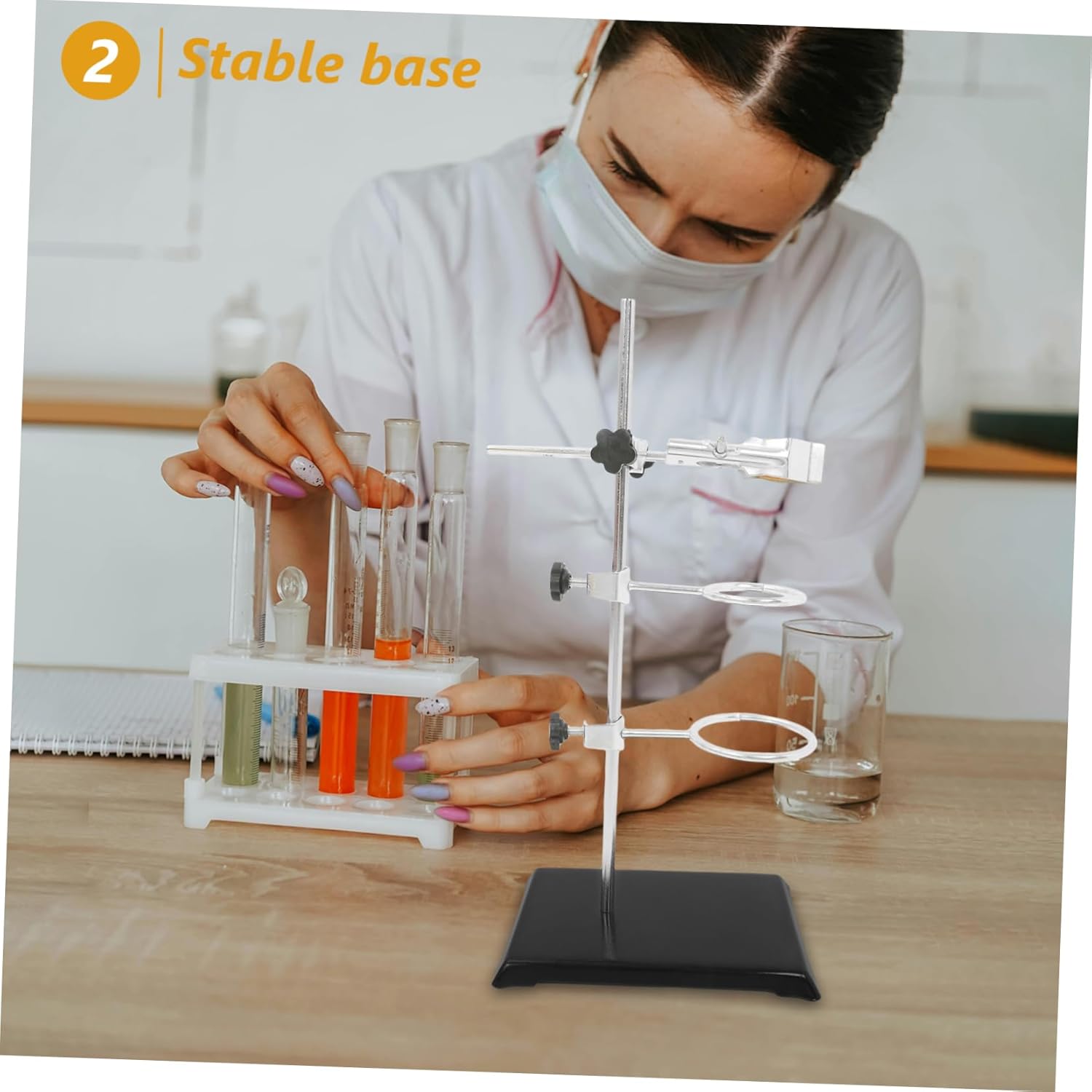Lab Stand Clamp Heavy Duty Base Ring Stand for Experiments Lab Equipment
