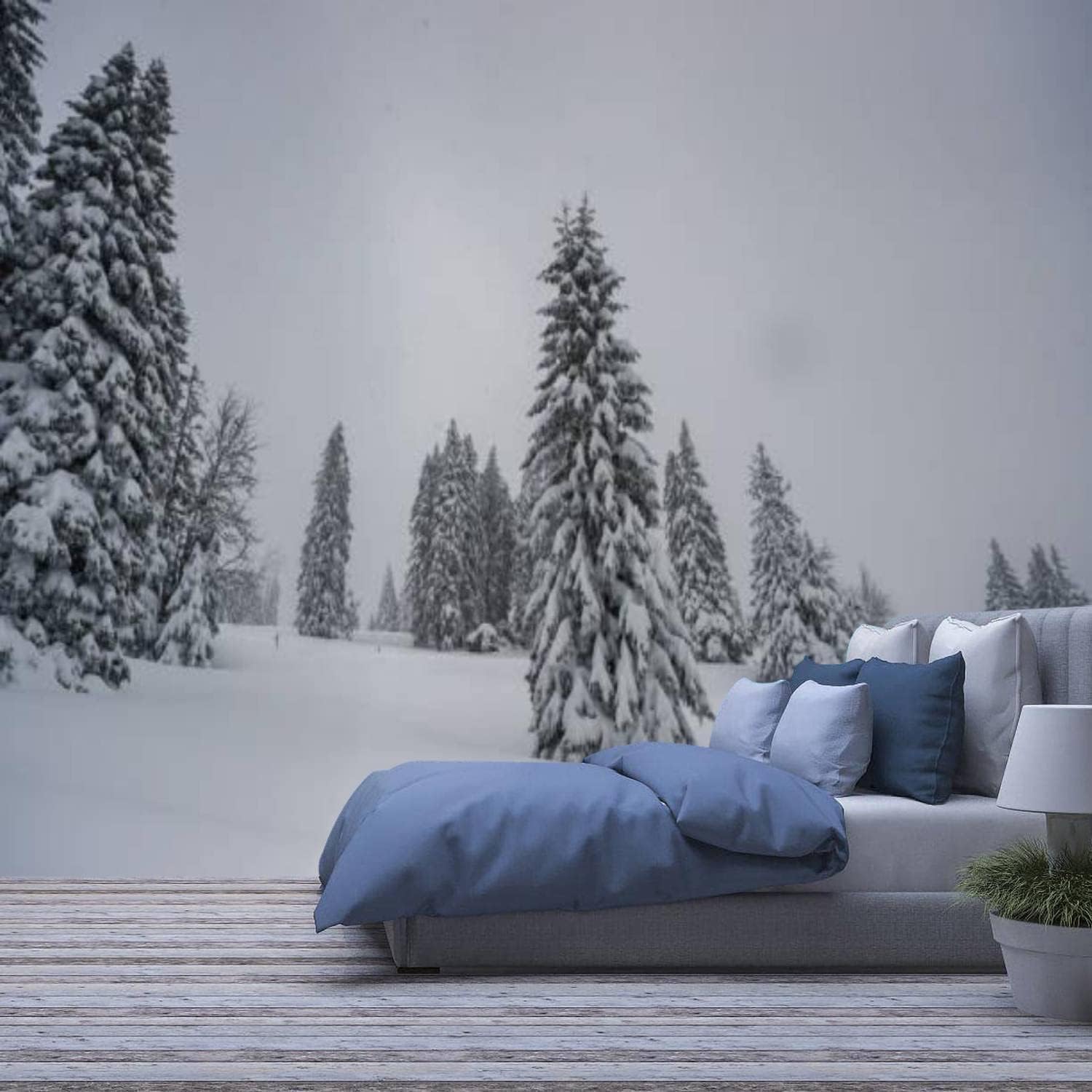 Papier peint mural photo scène de neige forêt d'hiver 3D sur mesure pour décoration de salon