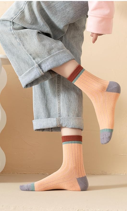 5 Pares Calcetines Deportivos Mujer Diseño Colorblock Punto Suave miniatura 8