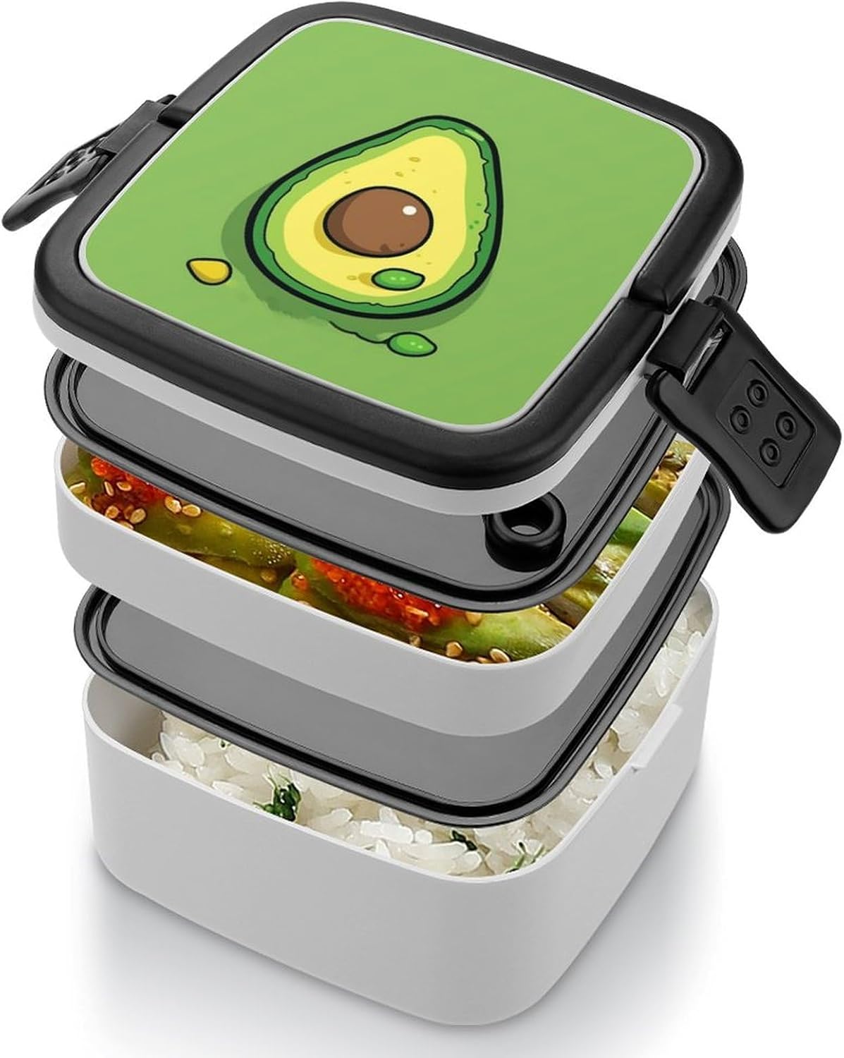 Green Plate Bento Box Adult Lunch Box Containers with Spoons Double Layered Lunch Containers Portable Lunch Boxes Food Container for Work Picnic Travel
