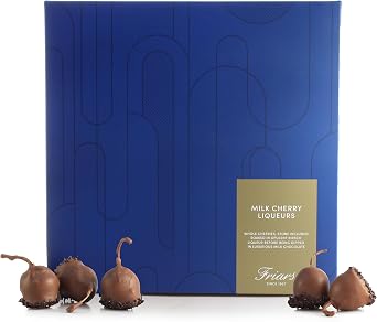 Friars Premium Milk Chocolate Cherry Liqueurs, Alcoholic, 24 Pieces | Fruit-flavoured spirited centres, cherry coaked in Kirsch, smooth cocoa shell, Valentine's, anniversary & birthday treat
