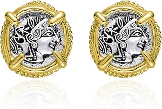 Two Tone Gold and Antique Silver Lucky Retro Stud Earrings | Gift Box Package