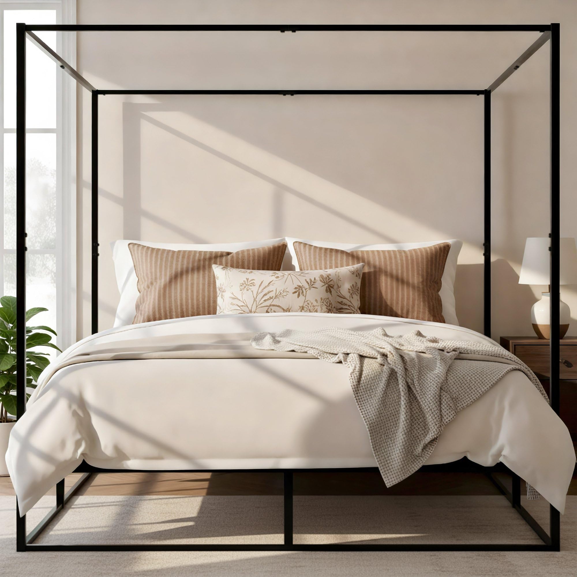 CLP Himmelbett Gestell Batoni, Doppelbett für Erwachsene, Bettgestell und Lattenrost aus Metall, Metallbett stabil, Größe:180 x 200 cm