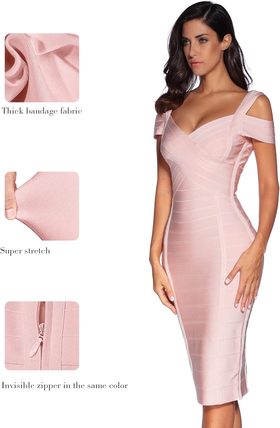 meilun Cold Shoulder Bandage Bodycon Dress for Women Wedding Guest Dress Birthday Party Event Dress - Image 5