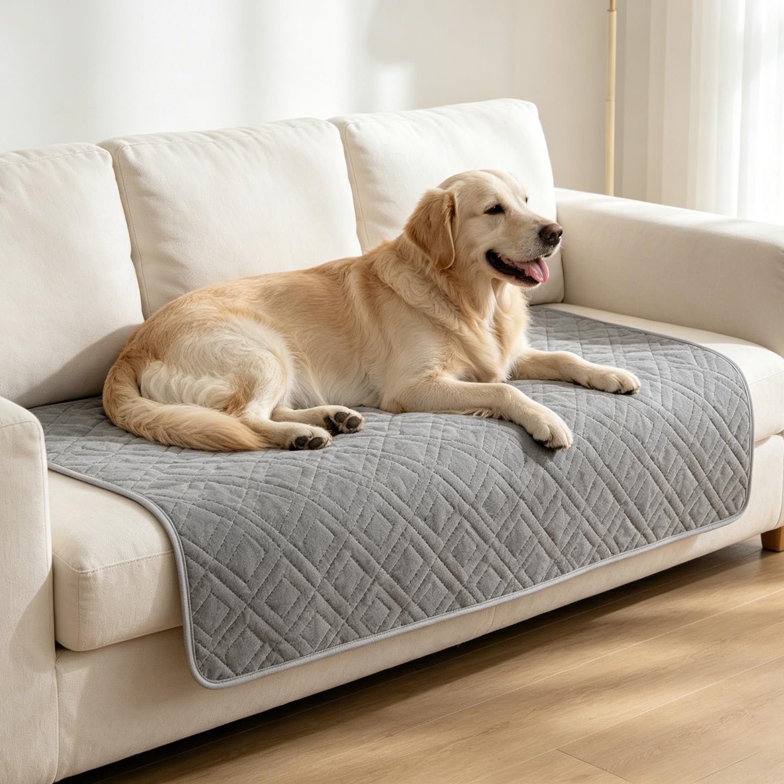 Manta para Perros, Protector Sofa Impermeable | Lavable a Máquina Mantas para Perros Grandes y Medianos, Ideal para Coche Cama Sofá, 132x208 cm, Gris