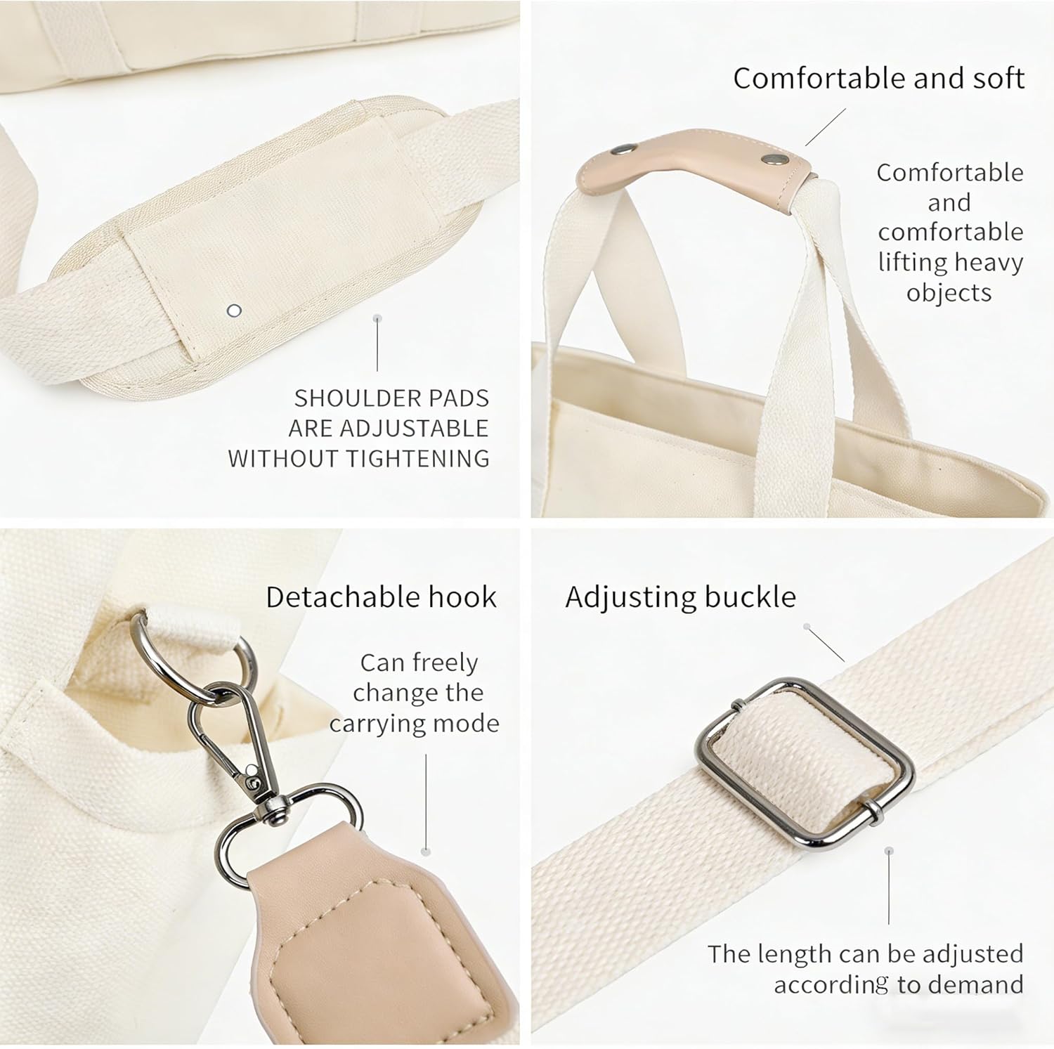 Eagerrich Canvas Crossbody Tote Bag with Multi Pockets for Women Work Large Handbags Shoulder Bag Messenger Bag Travel Purse