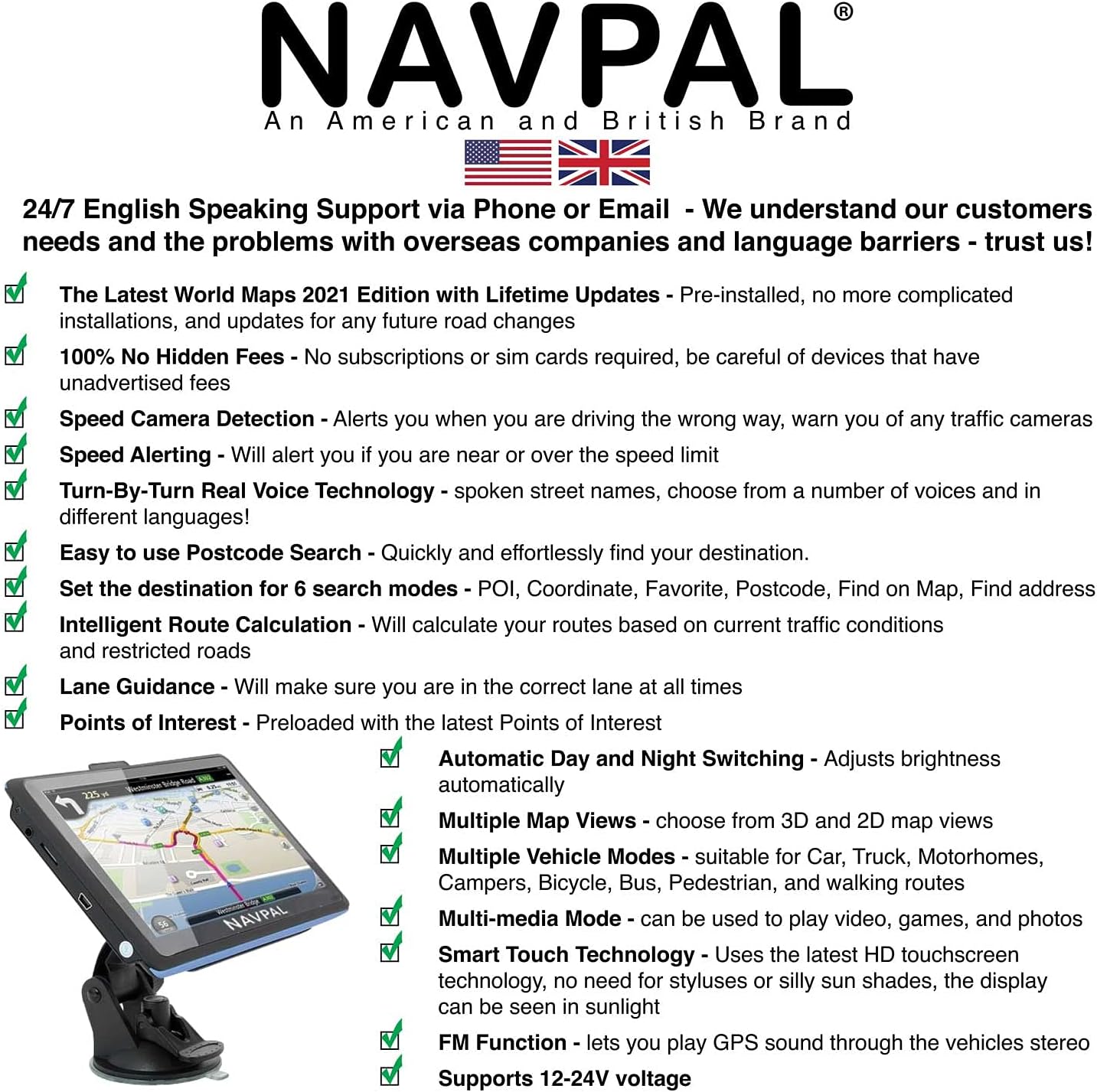 Slimline GPS Navigation, (7 INCH) USA Edition 2021 (Free Lifetime Updates) Navigator for Car Truck RV Motorhome (American Brand) : Electronics