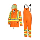 Pioneer Hi Vis Lightweight Waterproof Safety Rain Suit - Reflective Work Rain Gear for Men and Women...