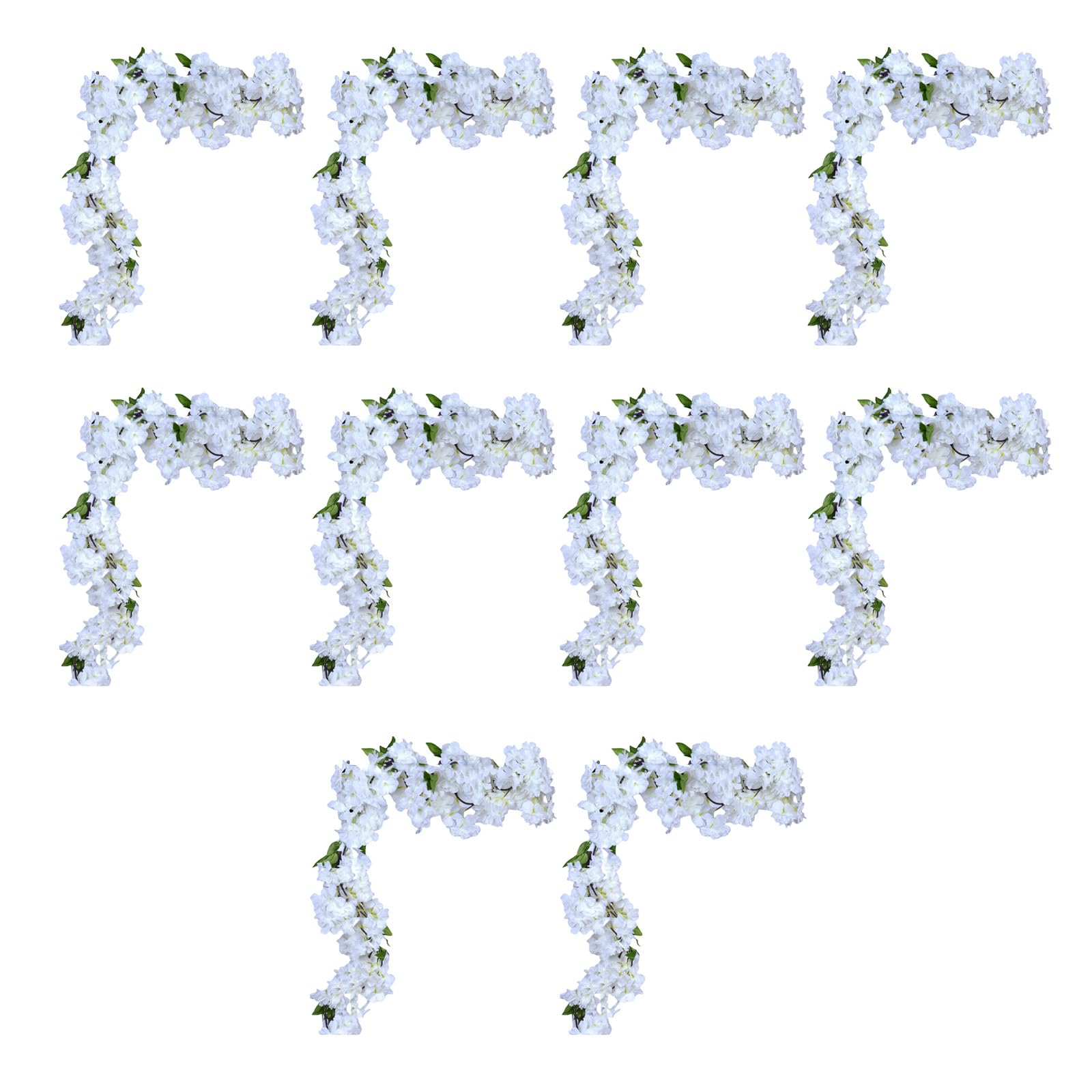 Msioytog White 10Pcs Artificial Cherries Blossom Flower String For Intimate Wedding Decoration Colorful Hanging Florals Vine Accessory Silk Flower Garlands