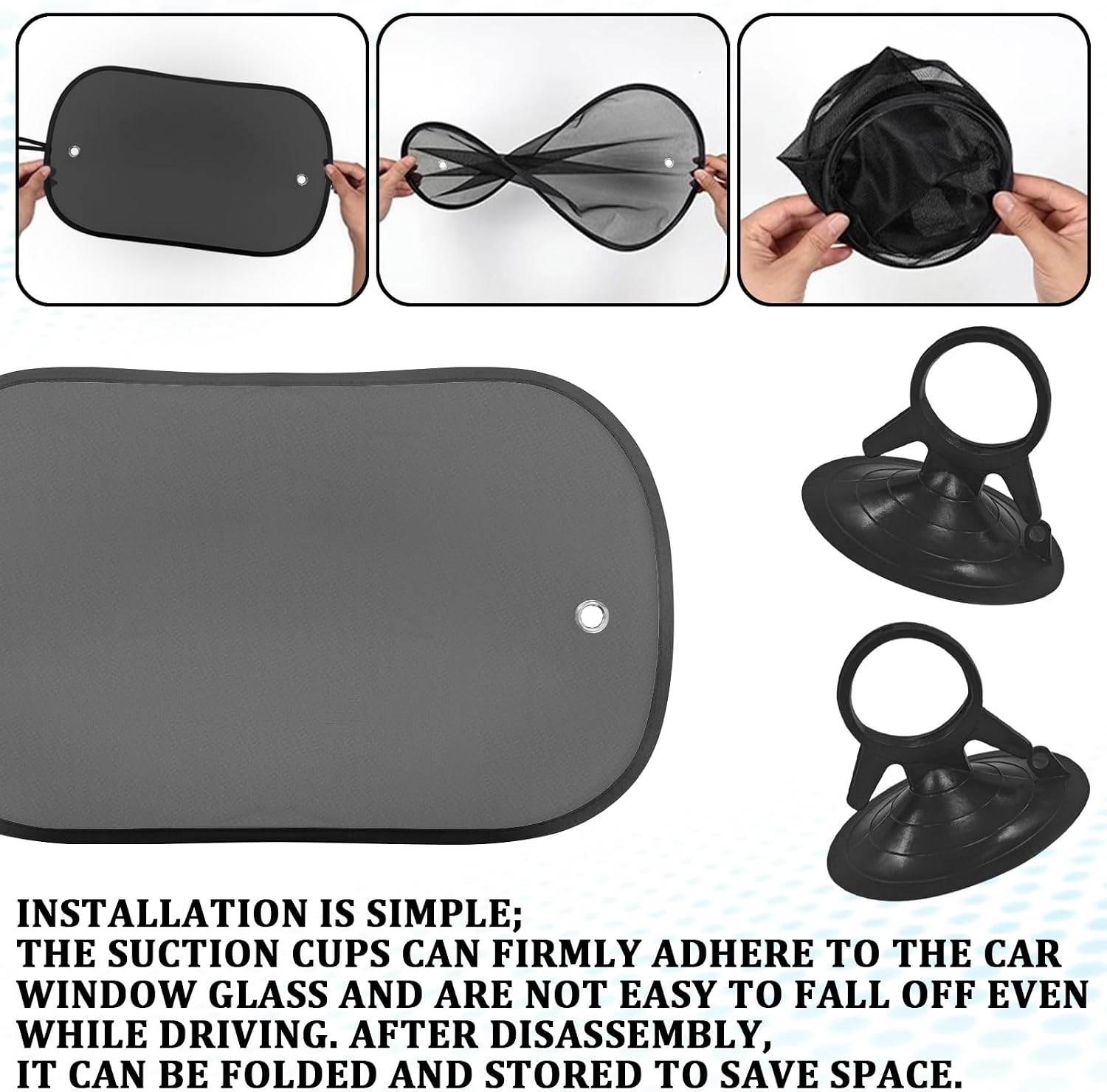 Car Window Shades for Baby, 2PCS Car Sun Shades for Side Windows with Suction Cup, Windows Screen Sunshades for Baby Sun Glare Protection and Blocks 99.98% UVR, Universal Auto Summer Accessories