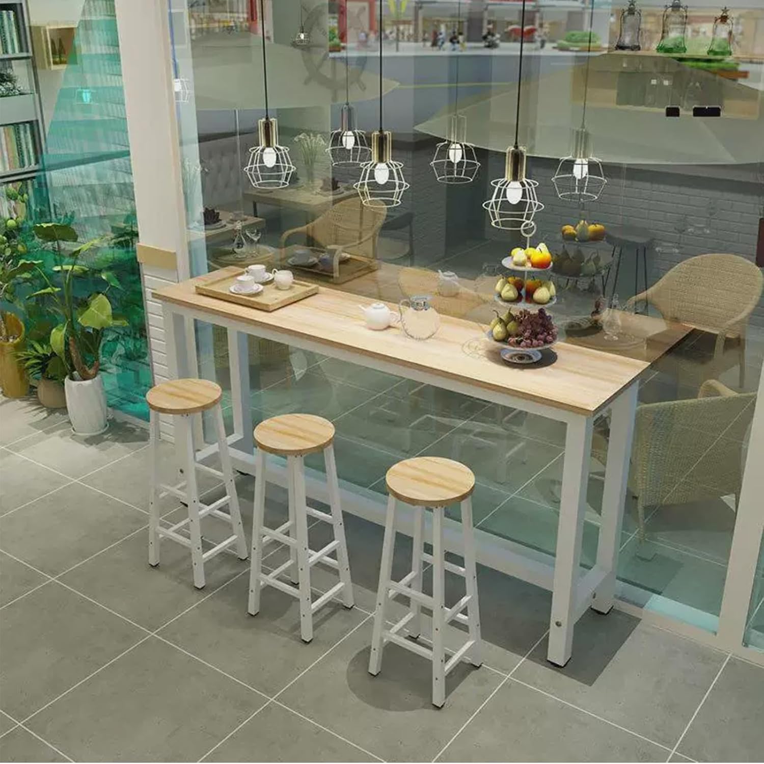 Counter Table, Large Table Set, 9 Persons, Bar Counter, Semicircle Table, Counter Table Set, Kitchen Work Bench, Slim Bar Table, Counter Table Set, Counter Bar Table, Anti-Slip, Stable, Steel