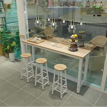 Counter Table Set, 3 People, Bar Counter, Semicircular Table Counter, Kitchen Work Bench, Slim Bar Table, Counter Table Set, Counter Bar Table, Anti-Slip, Stable, Steel Construction, Stylish, Thin Table, Space Saving, High Table, Bar, Restaurant