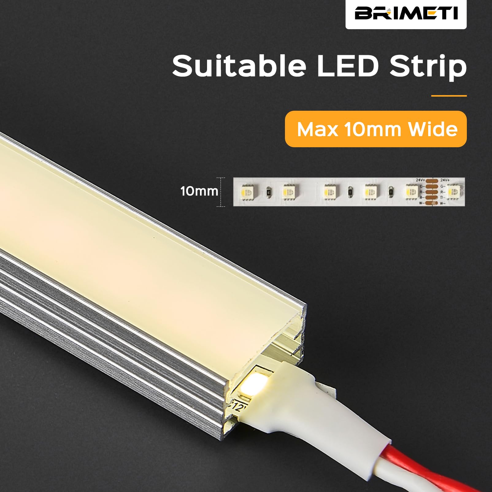 Profili per Strisce LED 10x Profili Angolari da 1 Metri in Alluminio U-forma con Copertura Opaca, Schermatura Opaca ingombro max striscia led 10mm - 14.2 x 8.5mm