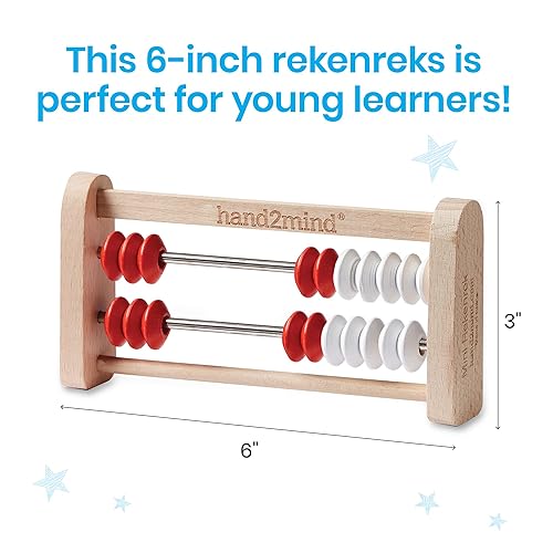 Miniatura 4 de hand2mind Mini Rekenrek de madera de 20 cuentas, estante de números para niños, ábaco para matemáticas, cuentas de conteo, manipuladores