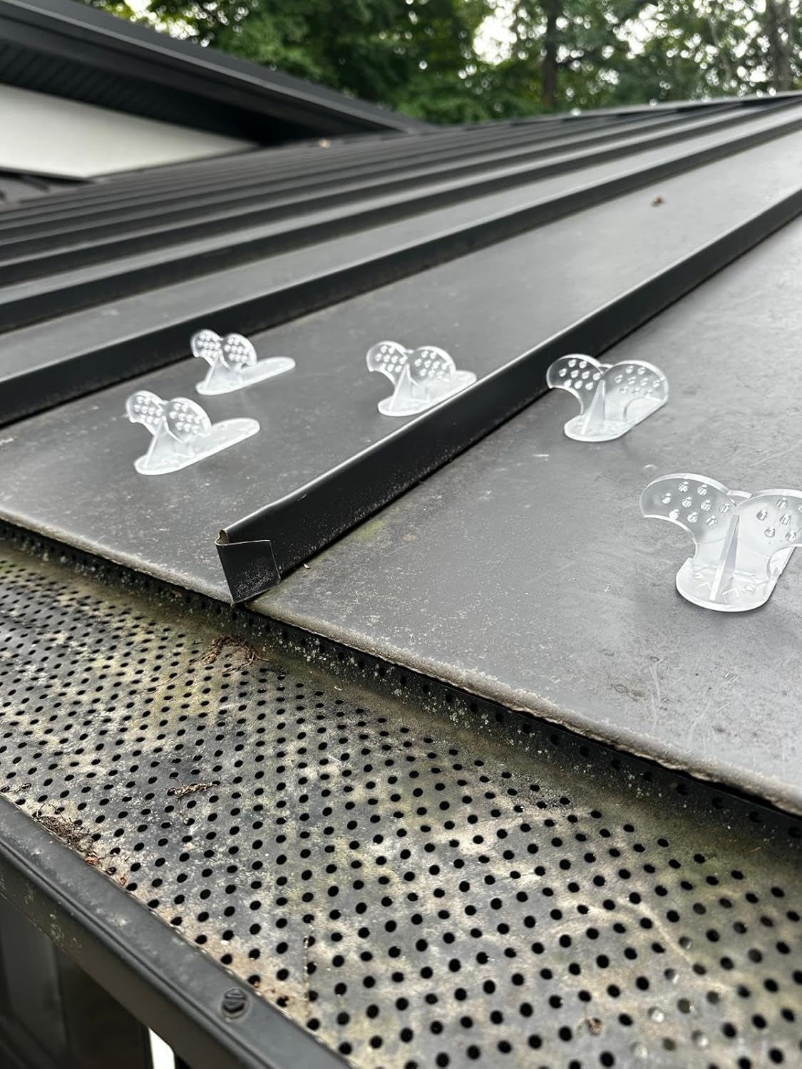 Roof Guards for Metal Roof - Snow Guards Steel Standing Seam Roof - Fits 1.5 Inch Flat Area (10 Pack) - Prevent Sliding Ice Snow Stop Buildup - Made Out of ABS (10 Pack Clear)