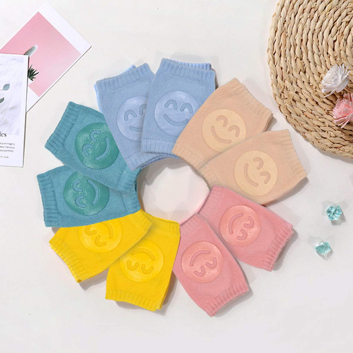 5 Pares Rodilleras Bebé, Rodilleras Antideslizantes para Niño Niña, Rodilleras Bebé para Gatear, Protectores de Rodillas, Calentador de Piernas Elástico para Bebé, 0 a 12 meses