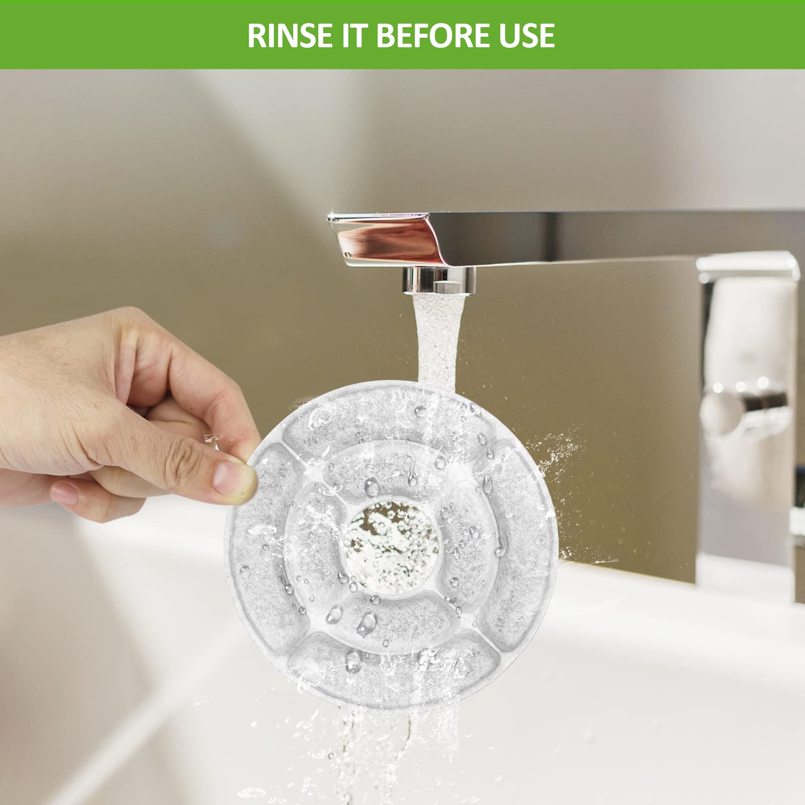 【Más carbón activado】Paquete de 8 filtros de repuesto para fuente de agua Kastty de 3 litros, filtro de fuente de agua de grado alimenticio para Kastty y otros dispensadores de agua para gatos, hechos