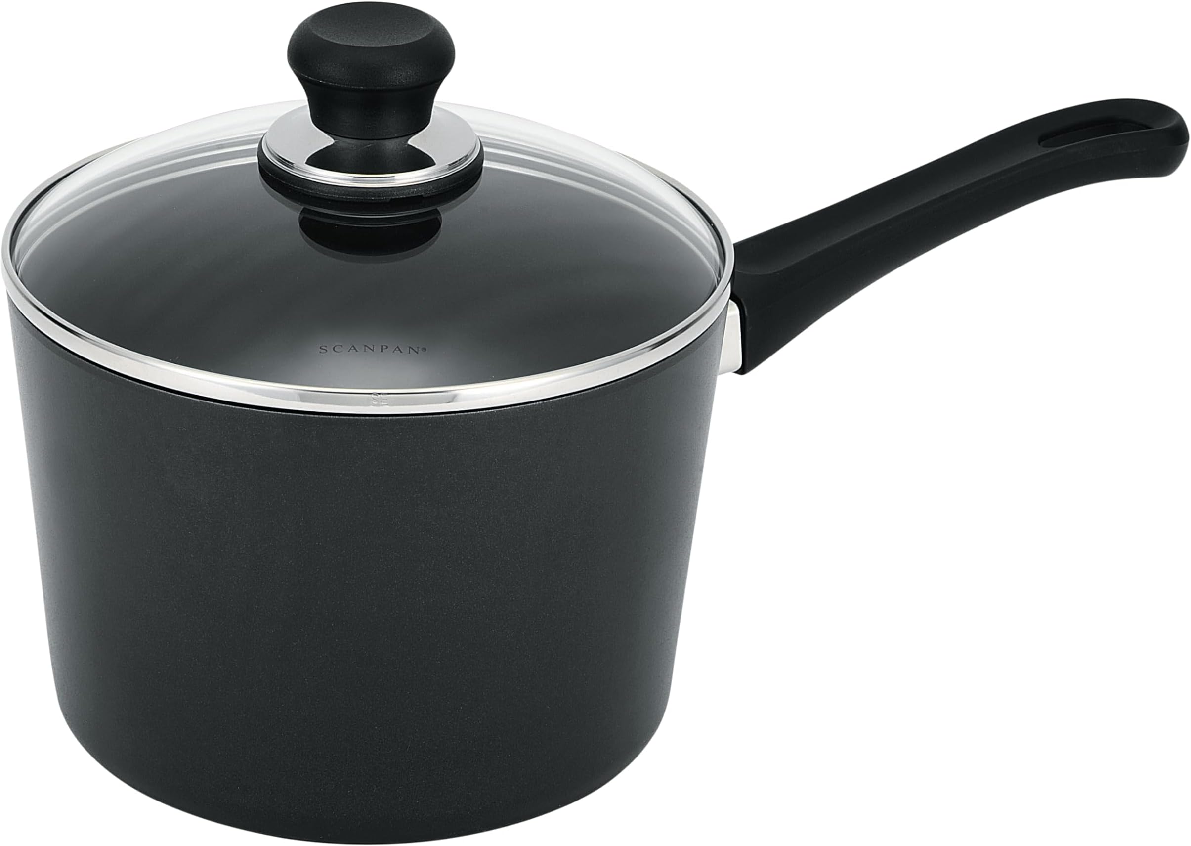 USA Inc Scanpan Classic 3-Quart Covered Saucepan, Black/Clear