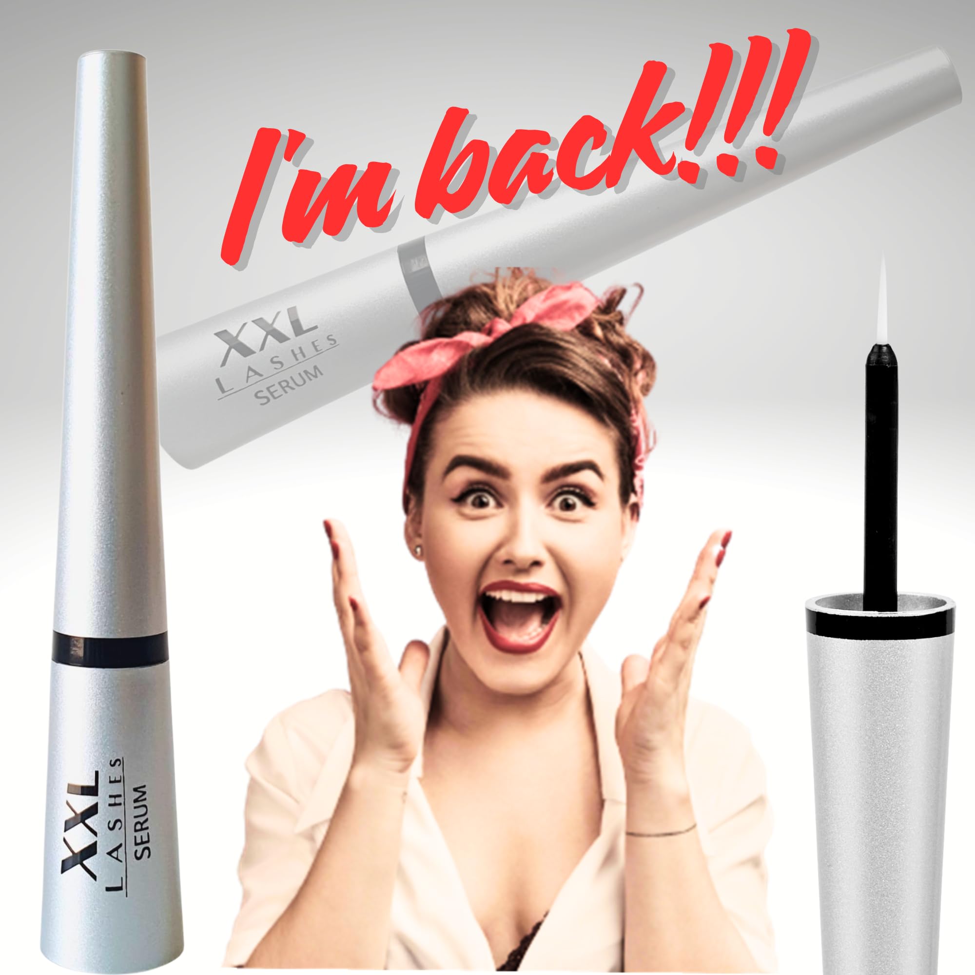 XXL Lashes Sérum pour cils, sérum rehausseur de sourcils pour une croissance rapide des cils et des sourcils, l'allongement, effet testé, cils plus longs, épais et forts en 4 semaines, végétalien
