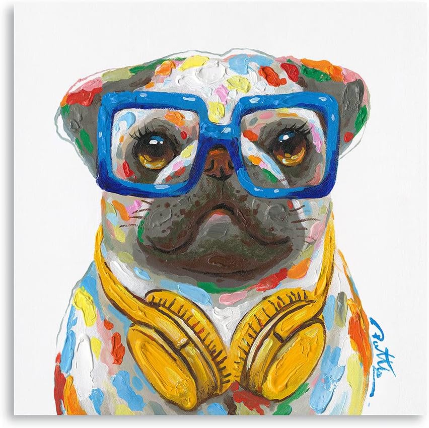 Pug French Bulldog Wall Art Funny Dog Canvas Poster for