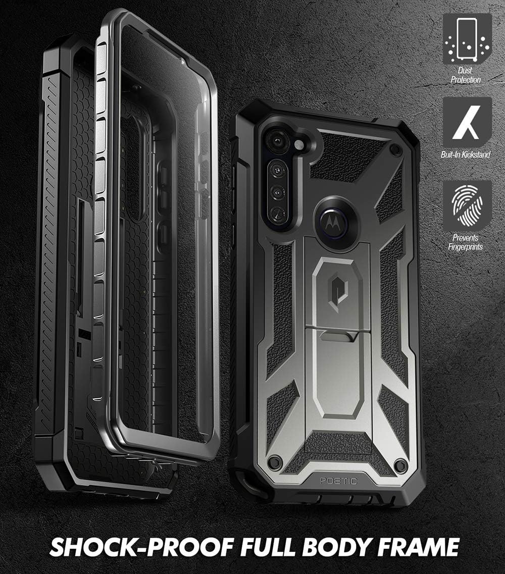 Lowest Price Poetic Spartan Series for Moto G Stylus 2020 Case, (Not Fit 2021 Version), Full-Body Rugged Dual-Layer with Premium Leather Texture Shockproof Protective Cover with Kickstand, Metallic Gun Metal