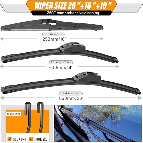 Miniatura 83 de AUTOBOO - Limpiaparabrisas de repuesto 26 + 20 pulgadas con limpiaparabrisas trasero de 12 pulgadas para BMW X3, X4, 2018, 2019, 2020, 2021, 2022