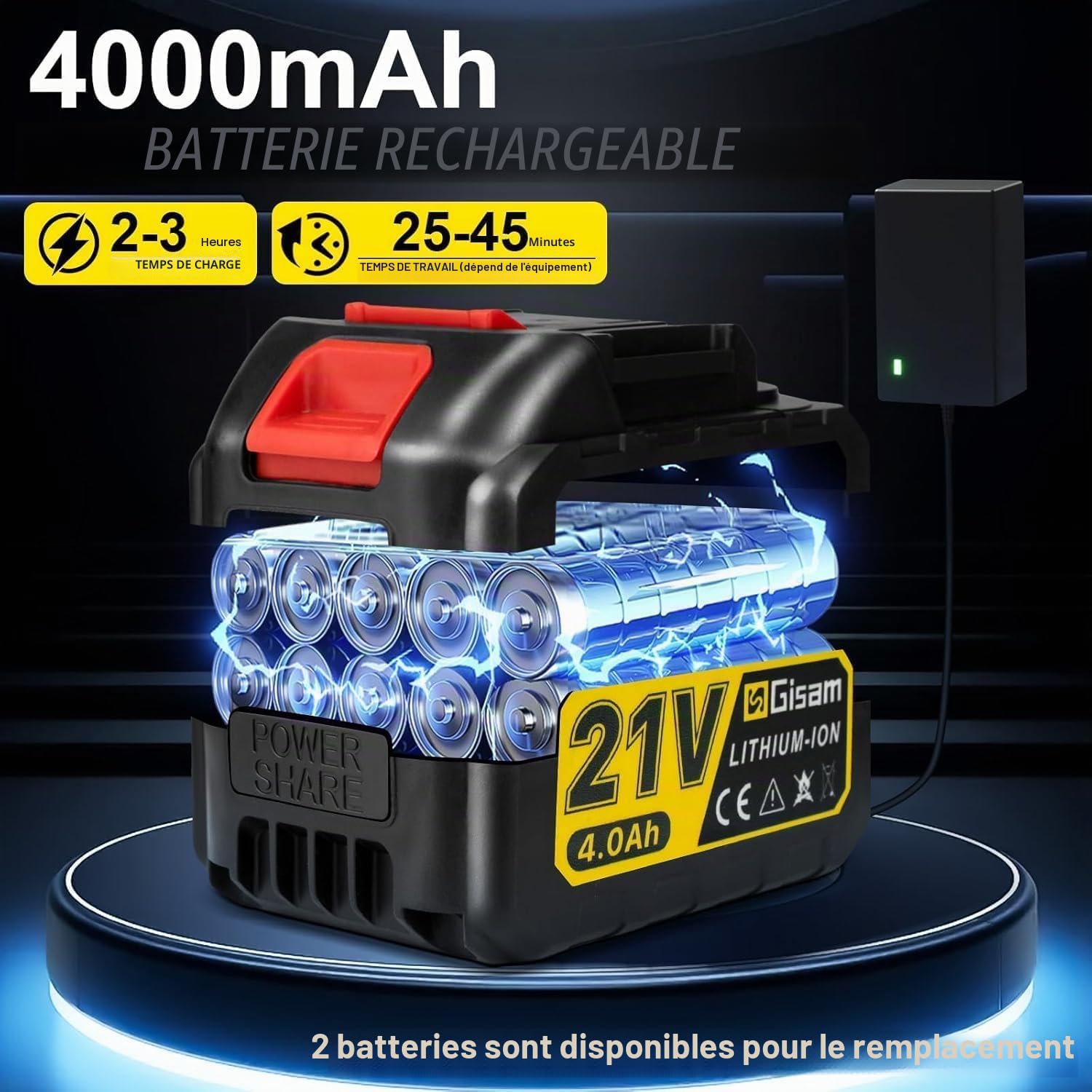 Nettoyeur Haute Pression sans Fil, Moteur sans Balais 2200 W,Mode 3 Vitesses,Pression Max 65 Bars, avec 2 Batteries 4,0 Ah,Buse Pivotante 6 en 1,Brosse De Nettoyage,Tuyau De 5 M,Nettoyage Et Arrosage