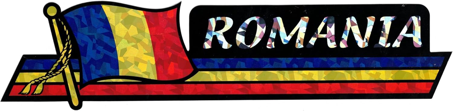 Pack of 24 Romania Flag 3"x12" Reflective Decal Bumper Sticker DCX-194