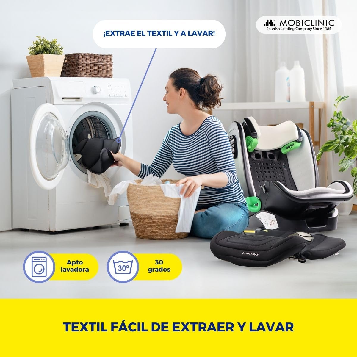 Mobiclinic® kids, Silla de coche, I-size, Isofix, Grupo 2/3, 36kg, 4-12 años, Evolutiva, 100-150cm, Protección lateral, Reposacabezas regulable, Reclinable 3 posiciones, Portabotellas