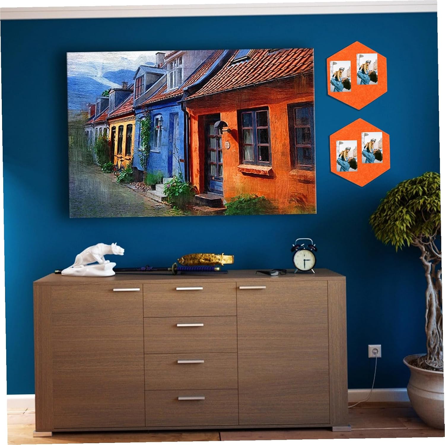 10pcs Self-Adhesive Hexagon Felt Message Board for Photo Display and Wall Decor Eva Wall Stickers for DIY Background Easy to Install for Home and Classroom Use