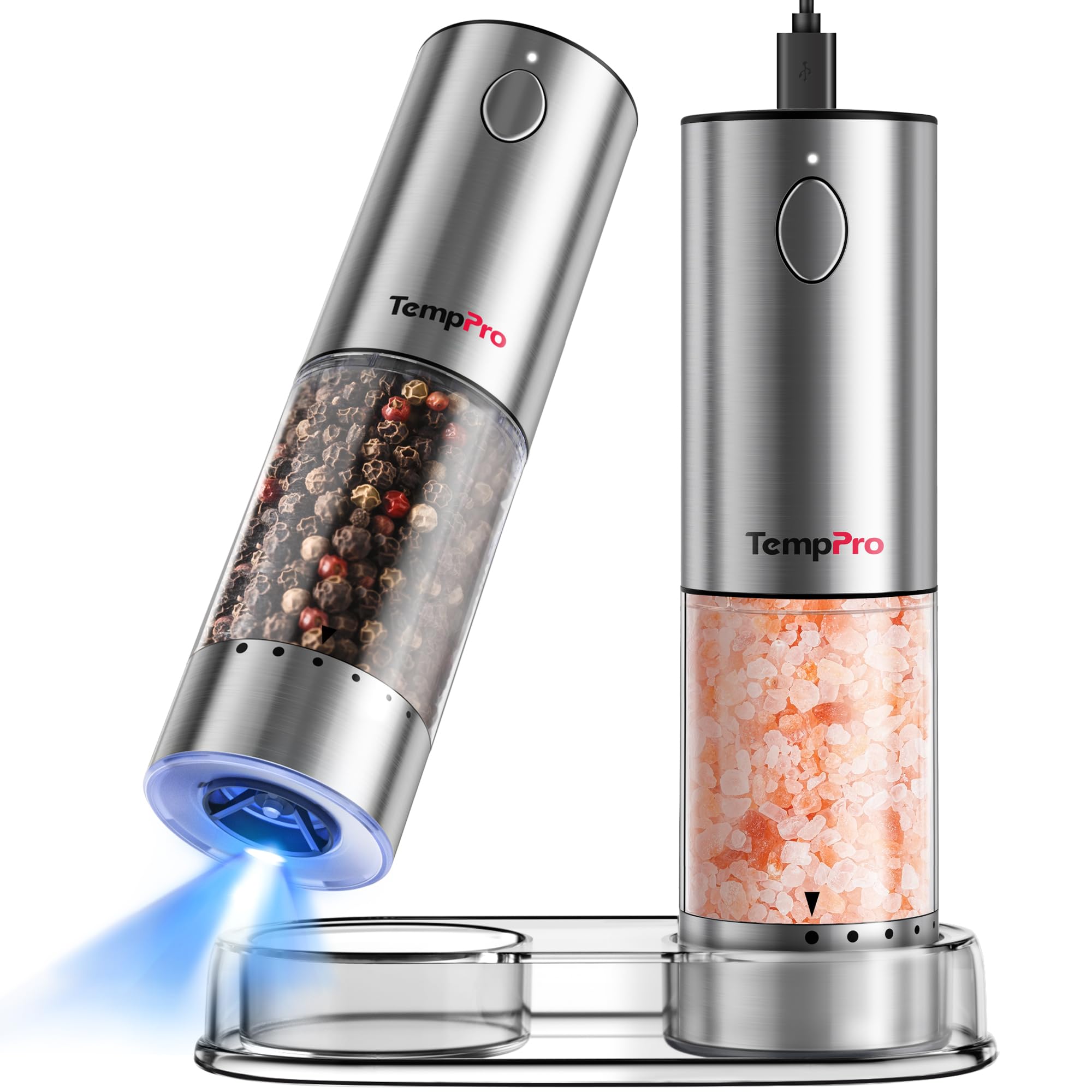 TempPro Electric Salt and Pepper Grinder Set